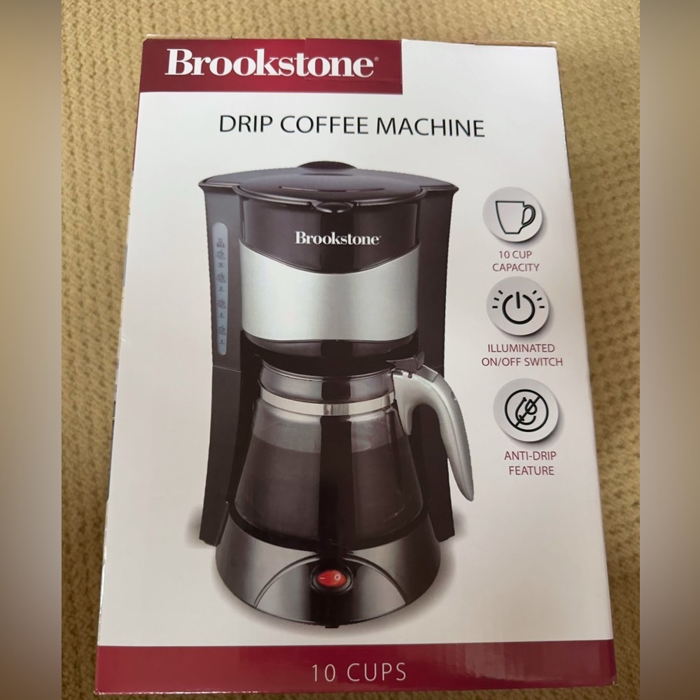 Brookstone Brew Brewing Drip Coffee Machine 10 Cups New in Box